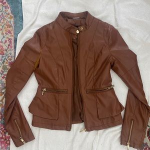 Leather brown fall jacket